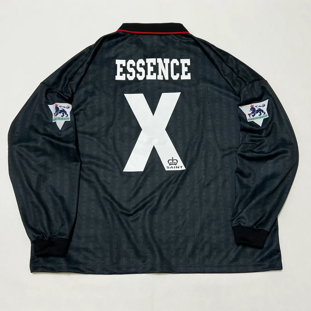 SAINT M×××××× SOCCER SHIRT 'FAITH'/BLK FAITH Football Long Sleeve Black S-XL This design has a lot of craftsmanship Digital fabric printing/front positioning printing laser cutting Offset printing + flocking printing + embossing Imported Behringer machine embroidery Flat machine collar + cuffs Genuine consistent main mark/wash mark/cherub mark